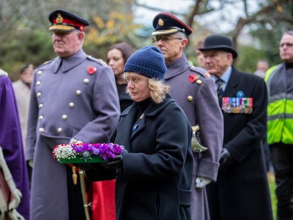 Odile Blanchette, the honorary consul for France, laying a wreath. (Pictures by Luke Le Prevost, 31533877)