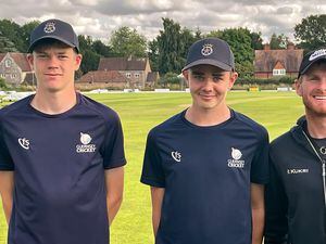 Harry Johnson (left) and Charlie Forshaw met a familiar face while representing Hampshire's U16's - Guernsey cricketer and Somerset U16 coach David Hooper (32354437)