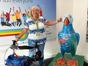 Autism Guernsey volunteer Sandra Robilliard with one of the 60 puffins which will be auctioned off on 12 September. (32425863)