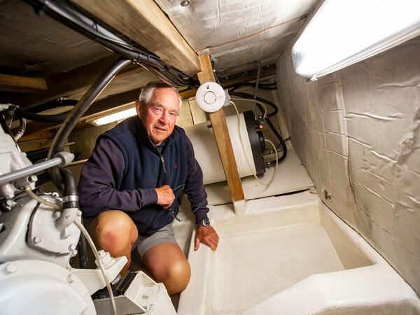 Guernsey Boatowners’ Association president Nick Guillemette has a combined CO and smoke detector fitted in his boat. (Picture by Sophie Rabey, 32157157)
