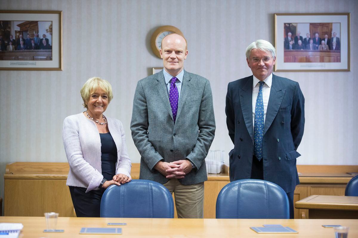 MPs Andrew Mitchell and Dame Margaret Hodge, pictured with Deputy Gavin St Pier (centre) in 2018 when he was chief minister, have called for Crown Dependencies to create public registers of beneficial ownership. (Picture By Peter Franklan, 31537482)