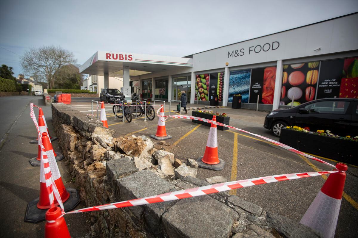 The wall at the M&S food hall in St Martin’s that Frances Malledent crashed into and drove away from. (Picture by Peter Frankland, 30831926)