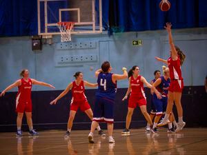 Picture by Sophie Rabey.  04-11-22.  Basketball Action at Beau Sejour.  Comets Vs Praxis Pumas. (31445156)