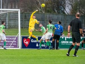 Pic supplied by Andrew Le Poidevin: 16-11-2019...GFC v Sevenoaks Town at Footes Lane. Callum Stanton. (30358841)