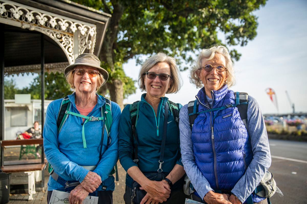 Holidaymakers enjoying the free bus service yesterday, left to right, Martha Honeywell from Arizona, Margot Woodworth from Massachusetts and Bess Woodworth from North Carolina. (Picture by Luke Le Prevost, 31291616)