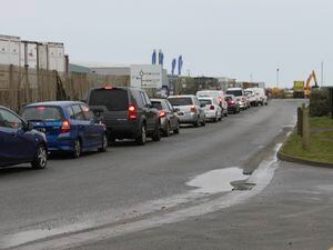 Long queues formed at Guernsey's Household Waste & Recycling Centre, after it reopened on Wednesday. (30351256)