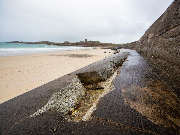 Picture By Peter Frankland. 10-12-20 Generic picture of L'ancresse sea wall. GPWeb..Sea defences.. (30777807)