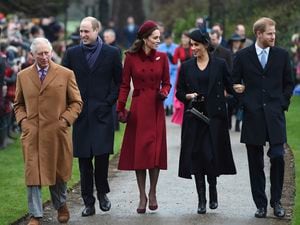The Prince of Wales, the Duke of Cambridge, the Duchess of Cambridge, the Duchess of Sussex and the Duke of Sussex pictured together on Christmas Day 2018. (29323308)