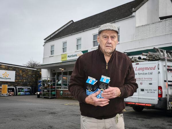 Mark Hesse went to Morrisons at L’Islet with what he thought would be the right amount of money for two litres of milk, but the shop has passed on the 12.6% wholesale price increase to customers. (Picture by Andy Brown, 31892744)