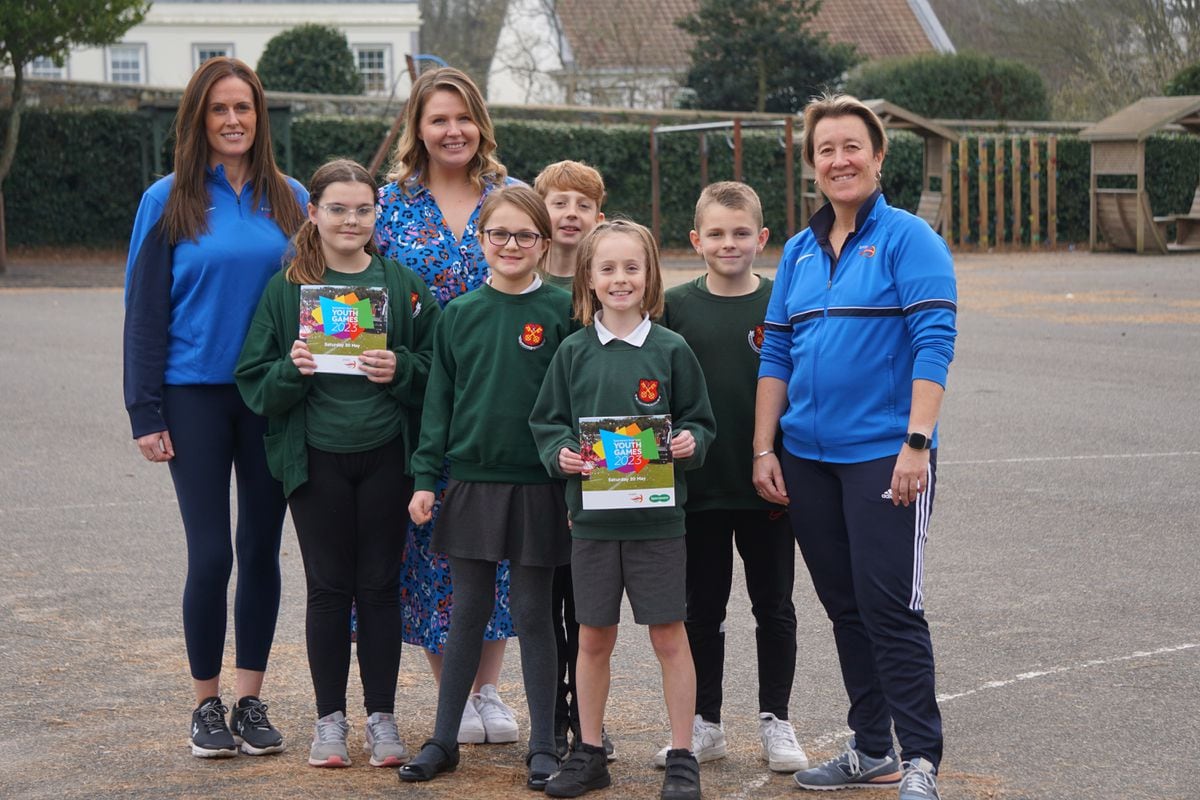 Sports Commission staff and Amherst Junior School students at the Specsavers Youth Games launch. Left to right: Nikki Palmer (Sports Commission), Tori Le Cheminant, Nicola Gibbons (Specsavers), Evalyn Saunders, Arthur Bowden, Riley Le Poidevin, Charlie King, Nicky Will (Sports Commission). (Picture by Jamie Ingrouille, 31728198)