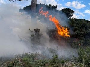 A fire at Bon Port last summer. (Picture supplied by the Guernsey Fire & Rescue Service)