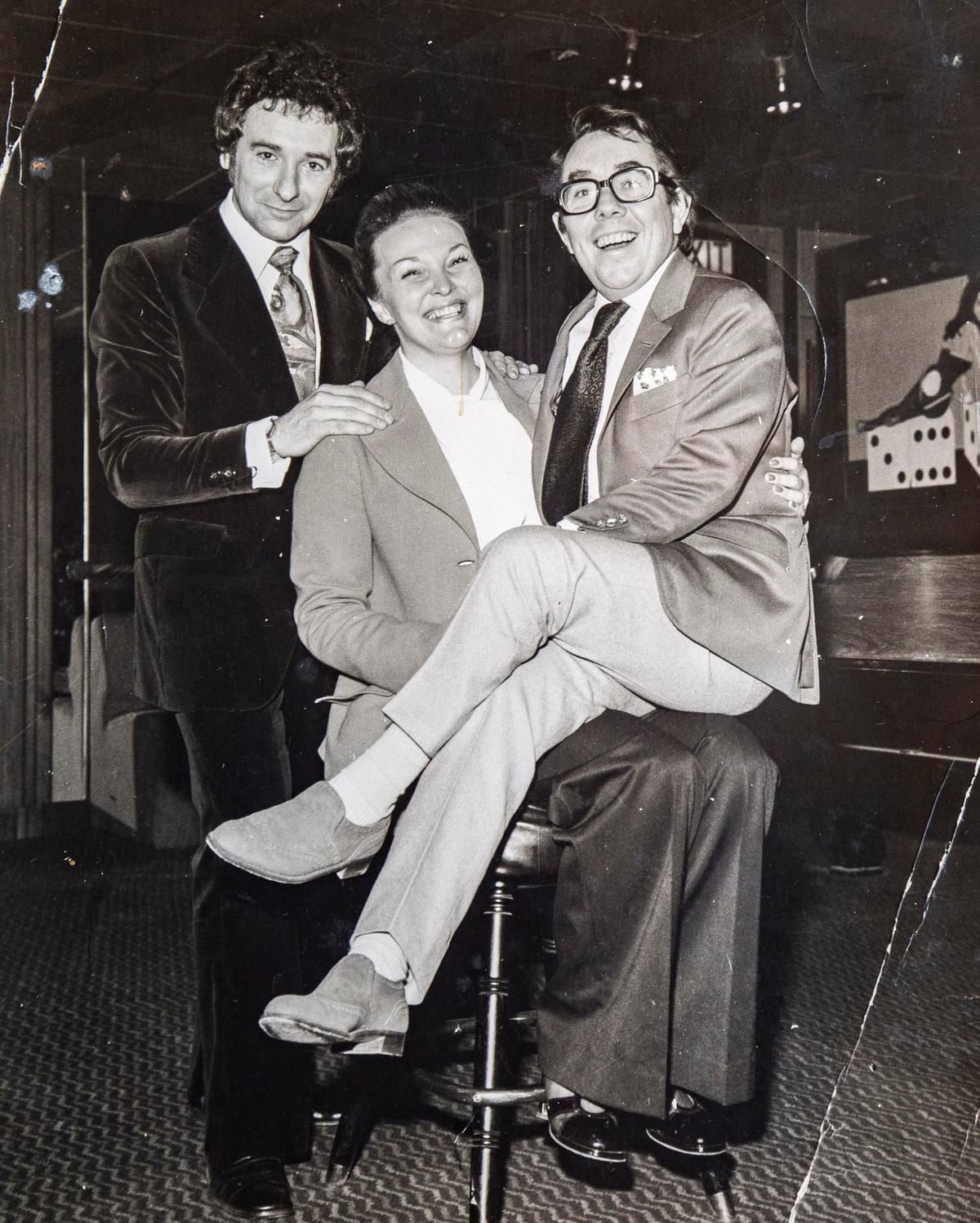 An early 70s picture of Ray Marks, left, and comedian Ronnie Corbett sitting on the knee of Margaret, the Bunny ‘mother’.