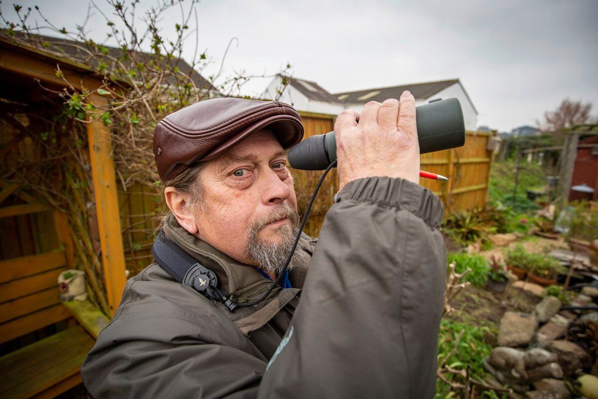 Local RSPB committee member Ian Le Page promoting the RSPB Big Garden Birdwatch which is happening this weekend, encouraging islanders to look out for birds in their gardens. (Picture by Sophie Rabey, 30428215)
