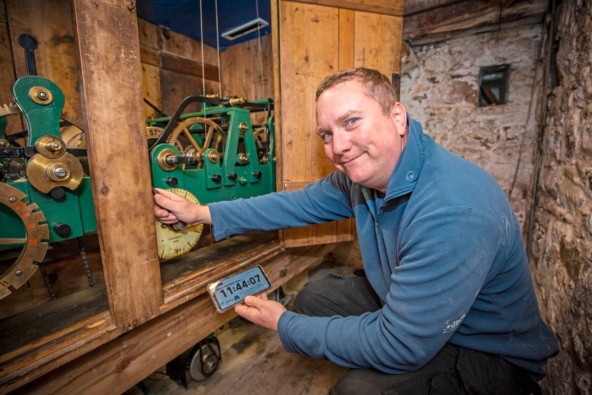 Chris Starr will be manually changing the clock at St Martin’s Church this weekend when we move to British Summer Time.  (Picture by Sophie Rabey, 30652608)