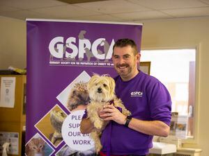 GSPCA manager Steve Byrne with Molly at the animal shelter’s 149th anniversary event last month. (Picture by Luke Le Prevost, 30633456)