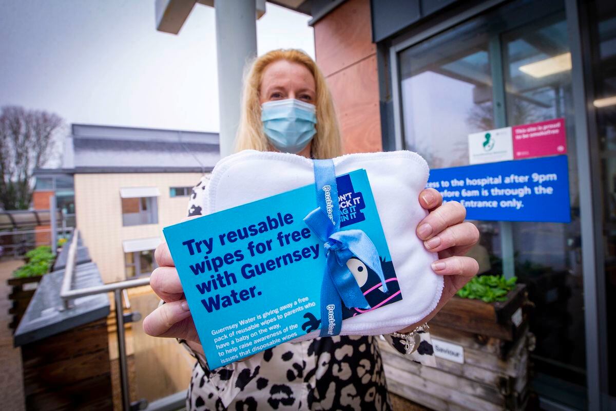 Hazel Seymour, operations manager for maternity & paediatrics, with a pack of the reusable wipes it is giving away in a joint campaign with Guernsey Water.  (Picture by Sophie Rabey, 30271083)