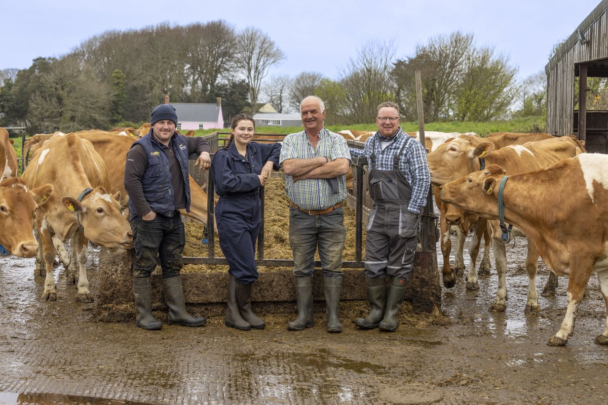 Left to right, farm manager Andrew Eastabrook, Charlotte Bolding, Tony Vile and Graeme White.