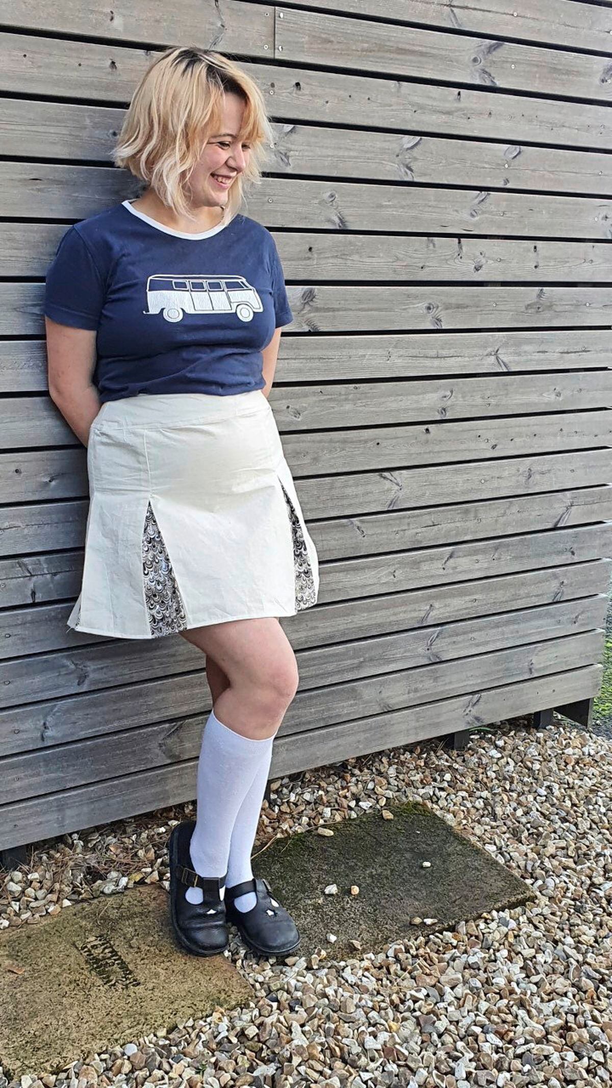 Maisie Bisson wearing a skirt that she designed. (29316887)