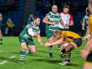 Front-rowers Tom Ceillam (ball in hand) and Sam Steventon return to the Guernsey Raiders starting XV tomorrow for the trip to Bury St Edmunds, who won narrowly 20-15 at Footes Lane last month. (Picture by Martin Gray, 30631438)