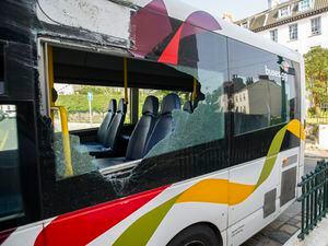 A window on one of CT Plus’s buses was broken when a new driver got lost, having been diverted for the Harbour Carnival. (Pictures by Luke Le Prevost, 30943843