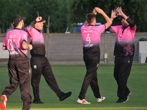 CRICKET Griffins start their Odey Wealth Evening League Premier title defence against Irregulars. Luke Bichard celebrates one of his three wickets.Picture by Gareth Le Prevost, 17-05-22. (30828957)