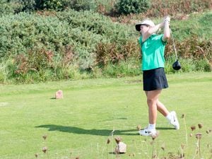 Golf inter-insular at La Moye Chloe Gaudion on the 15th in the 4 ball Picture: JON GUEGAN. (32517661)