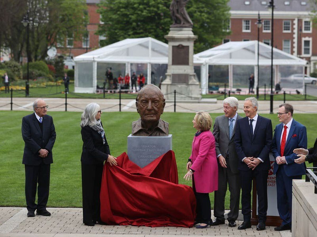 New bust of peace process mediator George Mitchell unveiled in Belfast ...