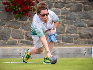 Picture by Sophie Rabey.  20-08-22.  Bowls Guernsey Island Championships Semi-Finals..Brookman Ladies Pairs..Lucy Beere.. (31843820)