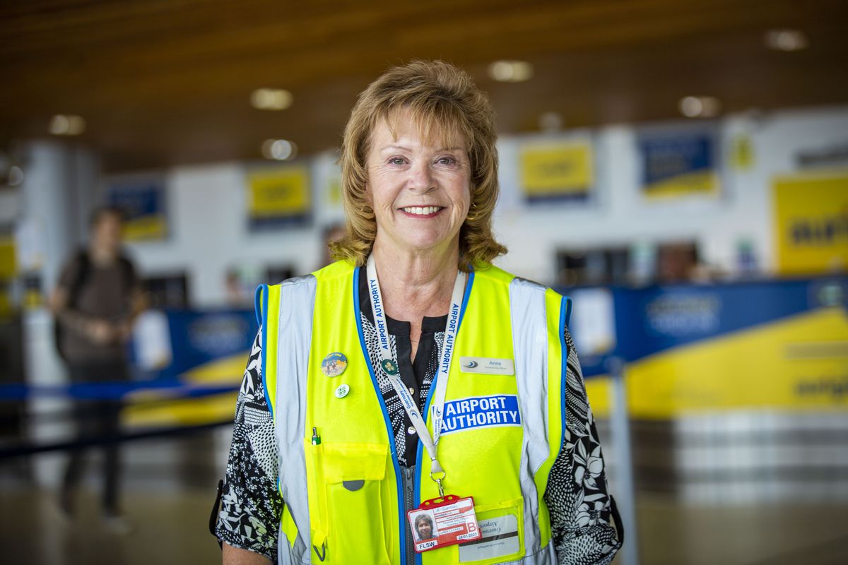 Anne Lesbirel retired yesterday after working for 29 years at Guernsey Airport, the last 13 as a terminal duty officer.  (Picture by Sophie Rabey, 31113899)