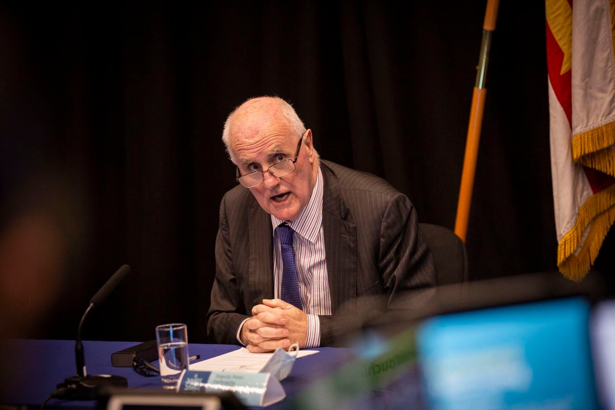 CCA chairman Deputy Peter Ferbrache talking at the briefing at the end of November. (Picture by Sophie Rabey, 30383562)