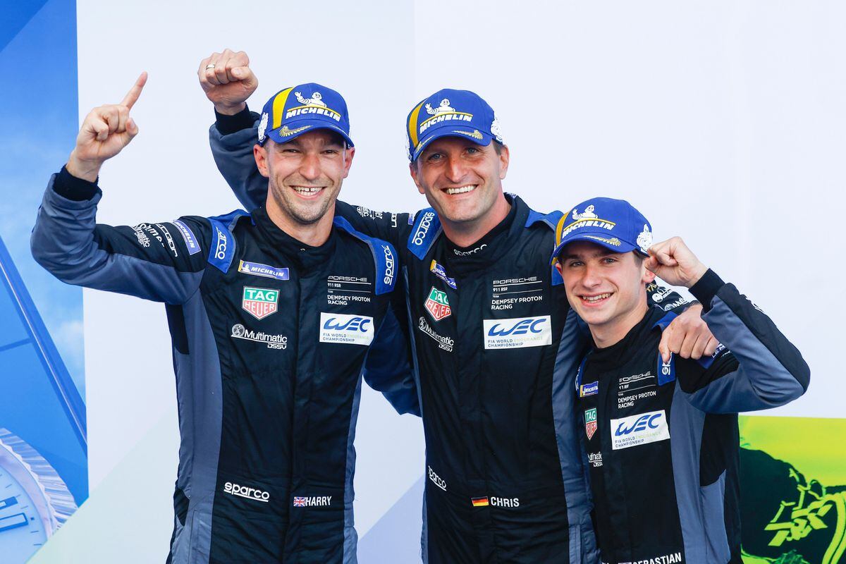The Dempsey Proton Racing team won the GTE-Am class at the Six Hours of Spa-Francorchamps. Left to right: Harry Tincknell, Christian Ried and Seb Priaulx. (Picture from Porsche Motorsport, 30802663)