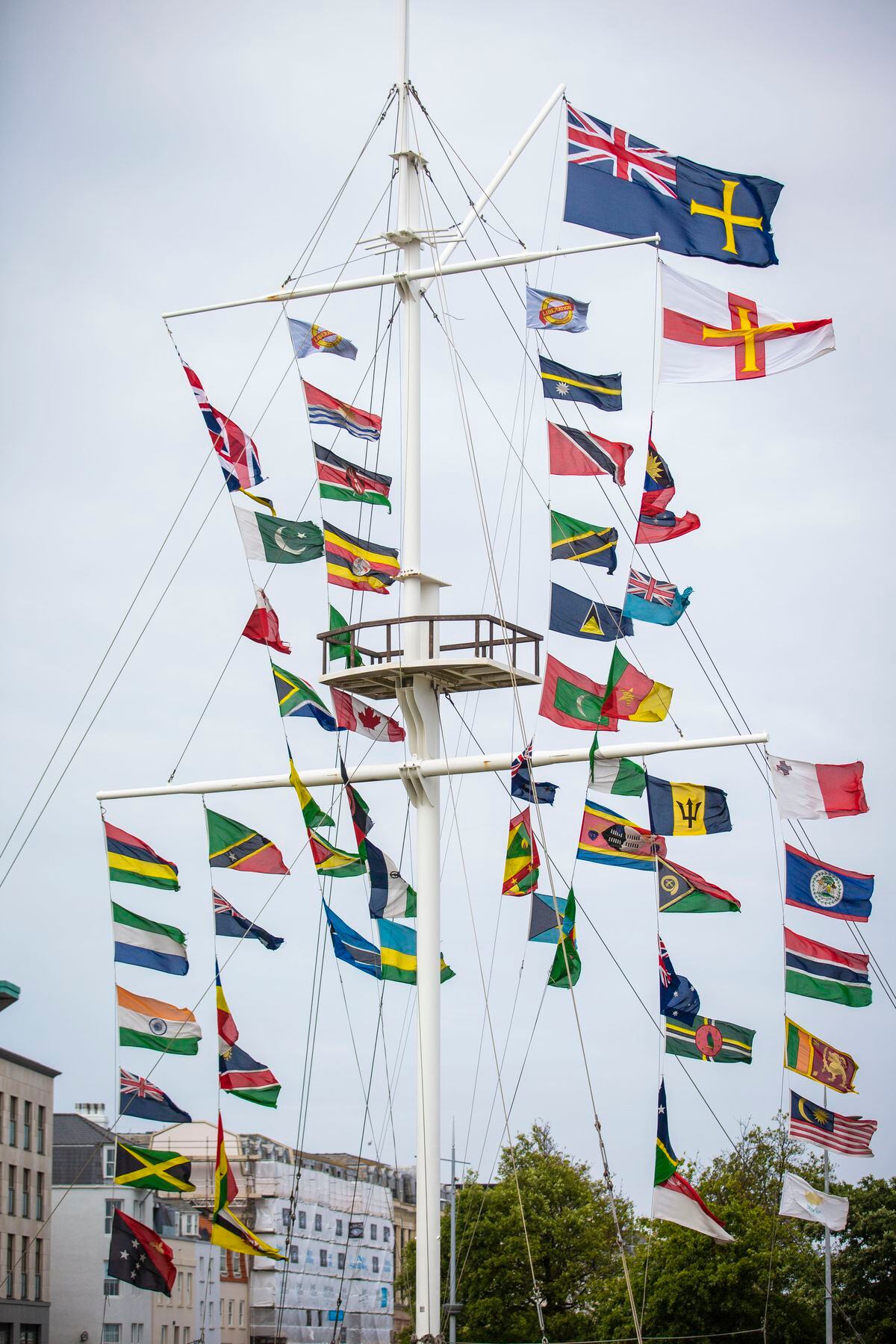 The flags of more than 50 nations flew form the mast in 2020. (Picture by Sophie Rabey, 31909966)