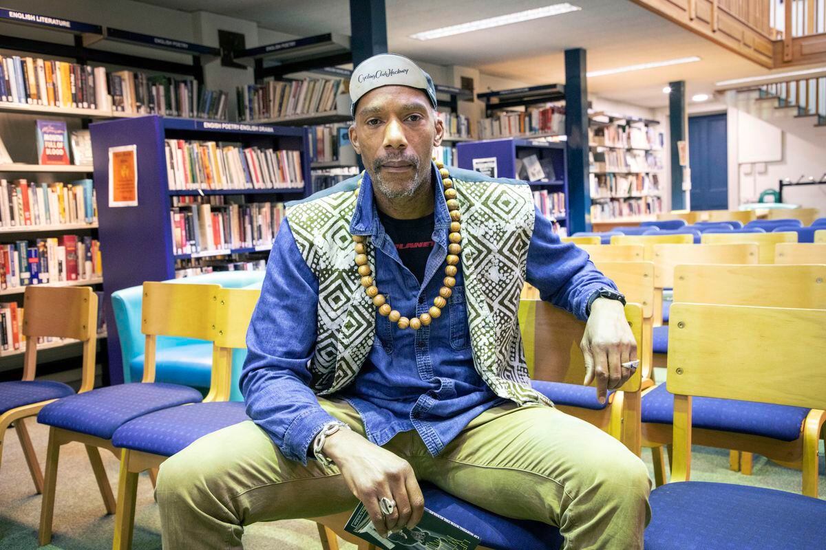 Picture by Sophie Rabey.  18-09-19.  Adisa the Verbalizer, a London-based poet who has been in Guernsey 2 days to perform his poetry at the Guille-Allez Library. (25819944)