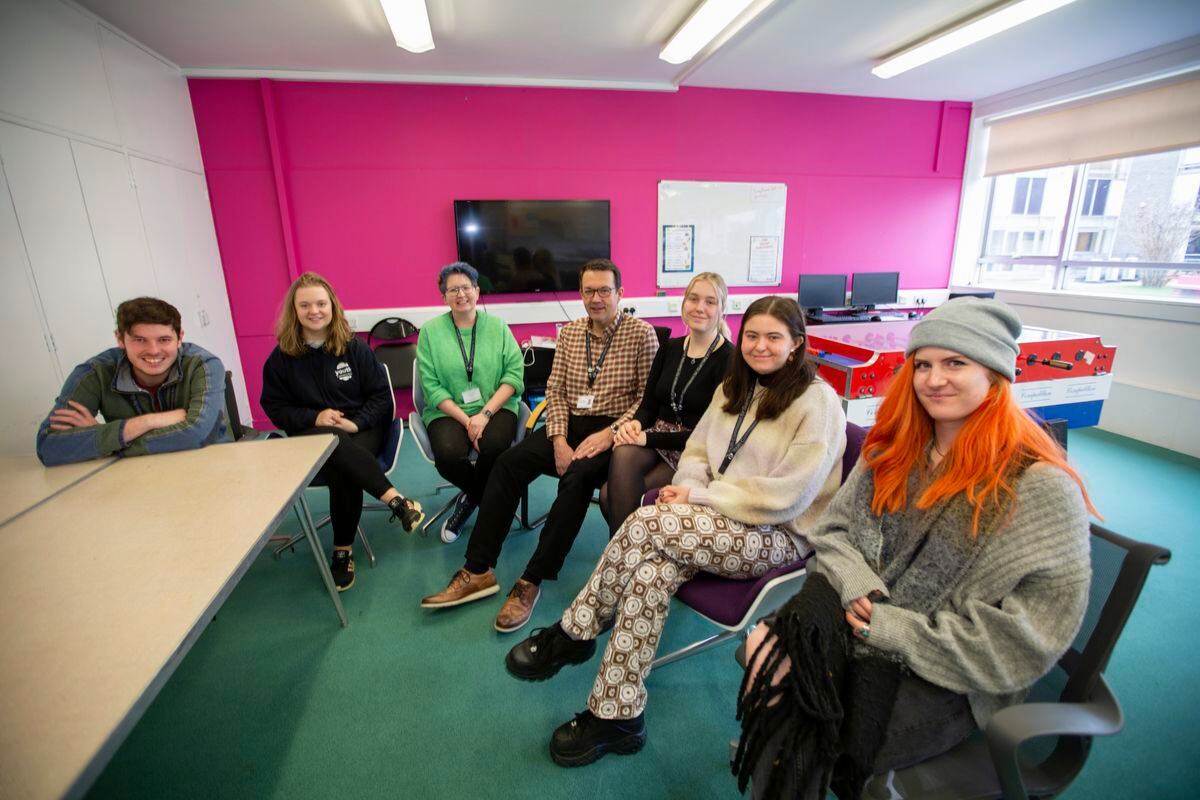 The Youth Commission is holding a recruitment drive at the Les Ozouets campus on Saturday from 10am until noon. Pictured left to right are Scott Dorrity, Maisie Foote, Sian Jones, Martin Bridle, Nicole Hubert, Emmie Bougourd and Chelsea Marley. (Picture by Luke Le Prevost, 30436558)