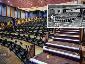 The theatre at Beau Sejour is having the seats replaced. Martyn Bourgaize is the project and programme manager and also helped replace the seats last time it was done 30 years ago. Inset is the picture from last time it was done. Martyn is second from left. (Picture By Peter Frankland, 32426781)