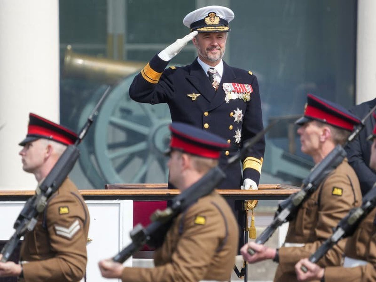 Frederik, Crown Prince of Denmark presents first Colours to British soldiers