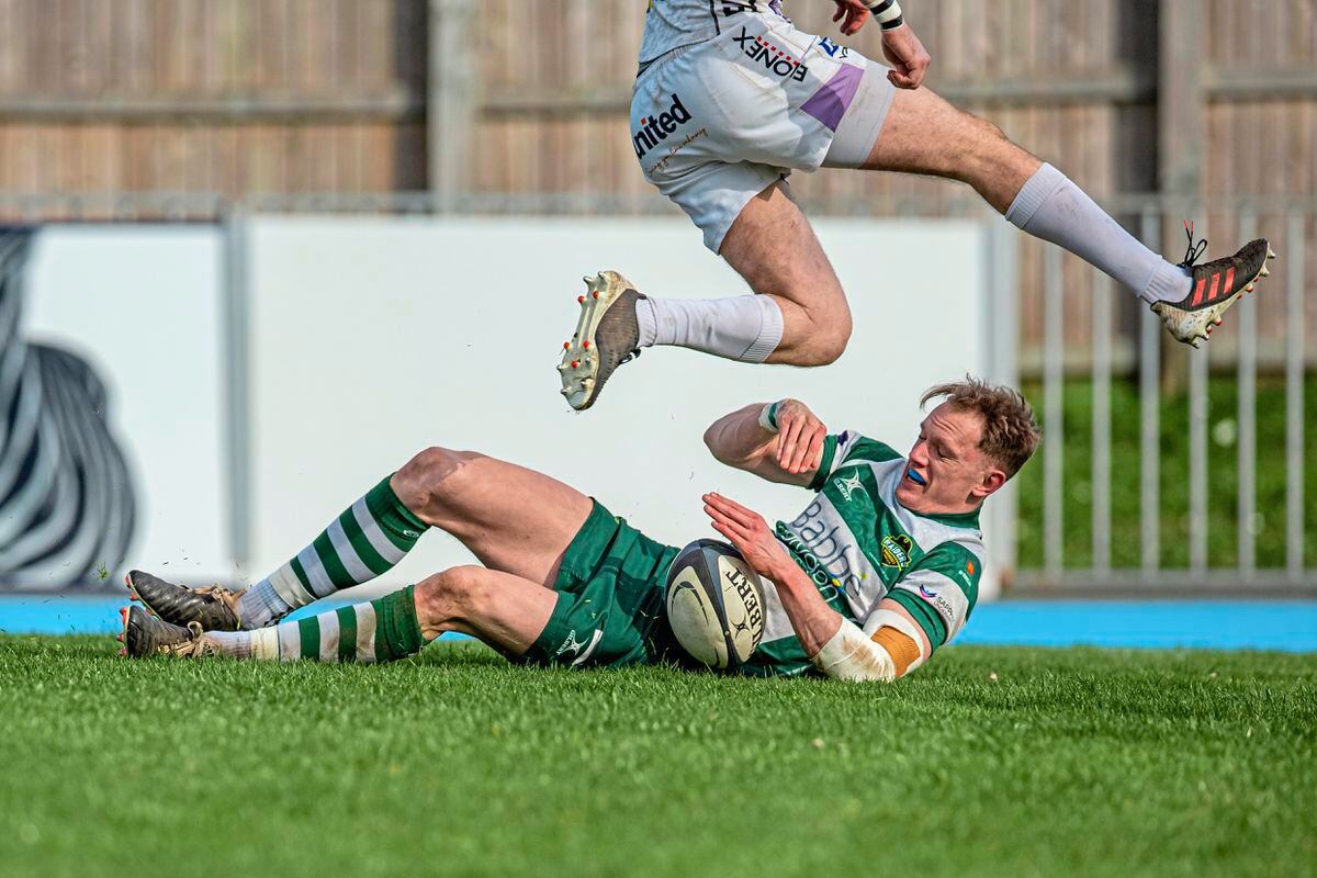 Joe Andresen goes over for his second try of the game. (Picture by Martin Gray, 30599489)