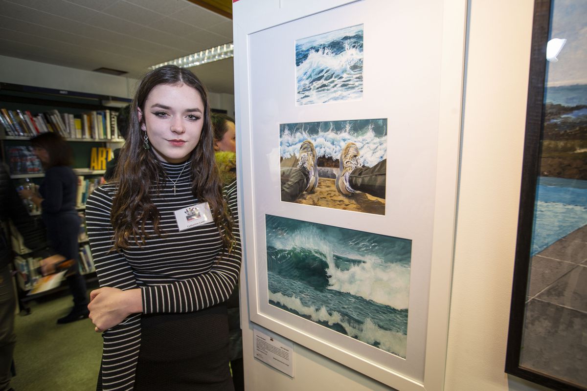 The Sovereign Art Foundation Students Prize 2020 at Guille-Alles Library. Catherine Lees won the Public Vote Prize. (Picture by Sophie Rabey, 29513654)