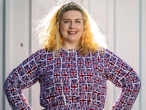Picture by Sophie Rabey.  11-05-23.  Eleanor Round is a huge Eurovision fan and has made her own GB inspired dress for the weekend.. (32108249)