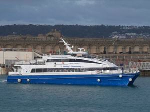 Manche-Iles Express's Victor Hugo in St Helier Harbour. (30101418)