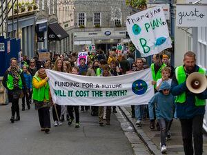 Islanders took part in a climate change protest last weekend to coincide with the COP26 conference. (Picture by Peter Frankland, 30169544)