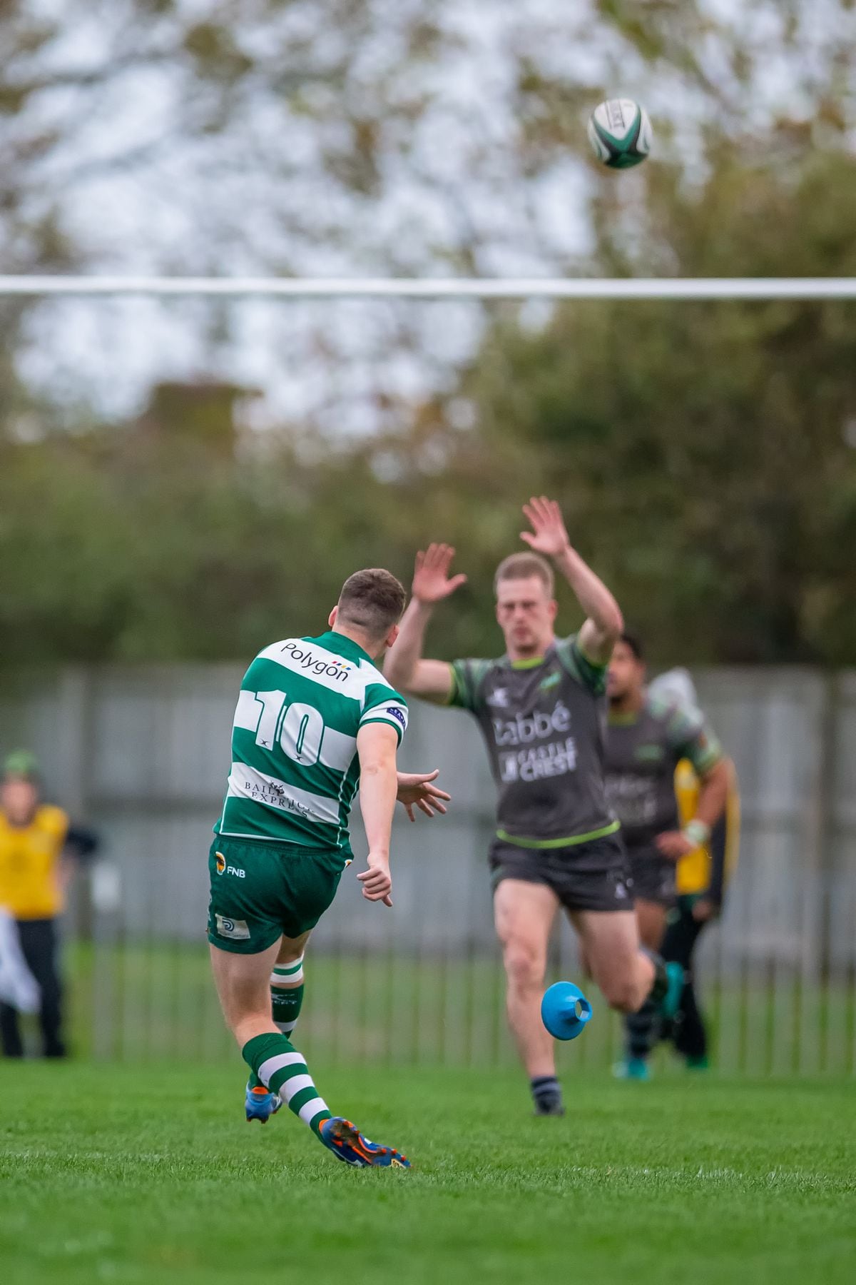 Dan Rice filling the green-and-white No. 10 shirt during last season inter-club 'test series'. He will be starting fly-half for Raiders in National Two South for the first time tomorrow at Footes Lane. (Picture by Martin Gray, 30087611)