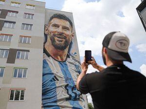 ‘It’s Messi’s moment’: Mural of footballer covers student dormitory in Tirana